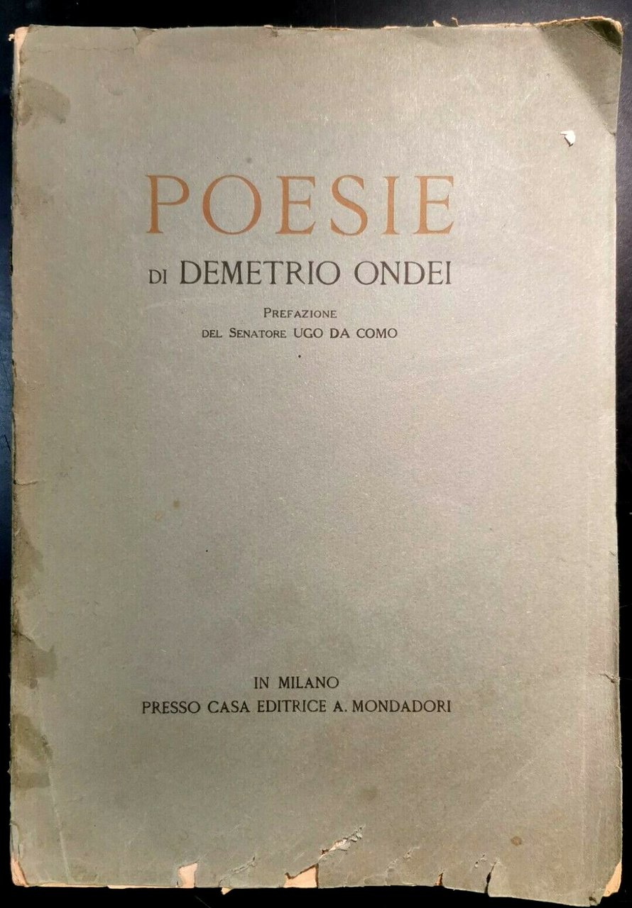 POESIE di Demetrio Ondei 1924 Mondadori libro | Immagine principale