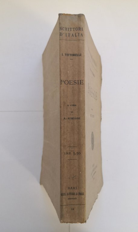 POESIE di Iacopo Vittorelli 1911 Laterza scrittori d'Italia Libro