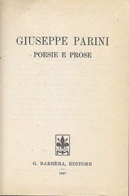 POESIE E PROSE di Guseppe Parini 1967 Barbera Tutte Le …