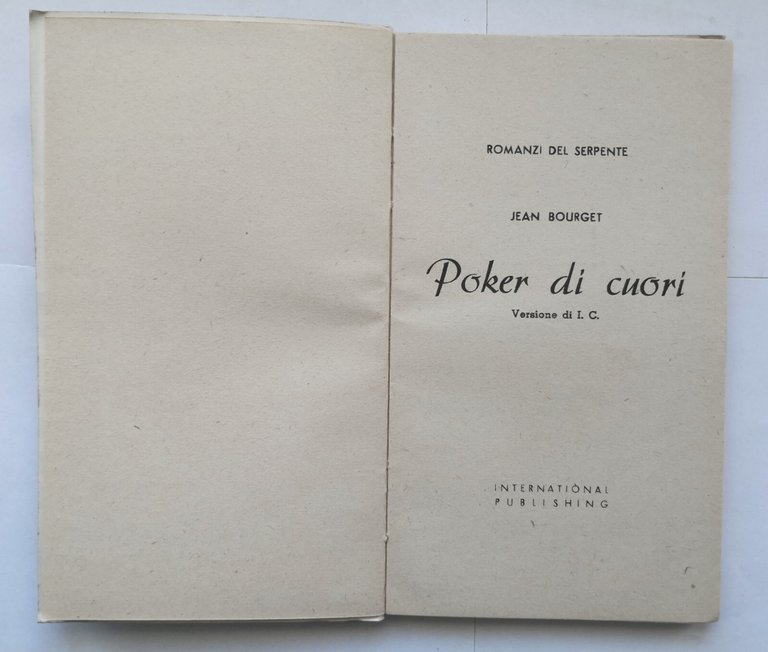 POKER DI CUORI di Jean Bourget Editore International Publishing Libro …