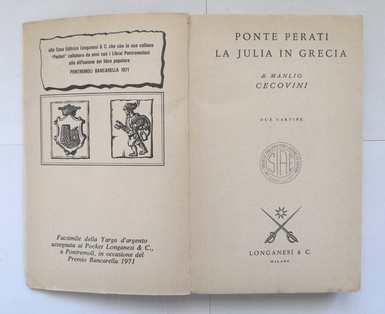 PONTE PERATI LA JULIA IN GRECIA di Manlio Cecovini 1973 …
