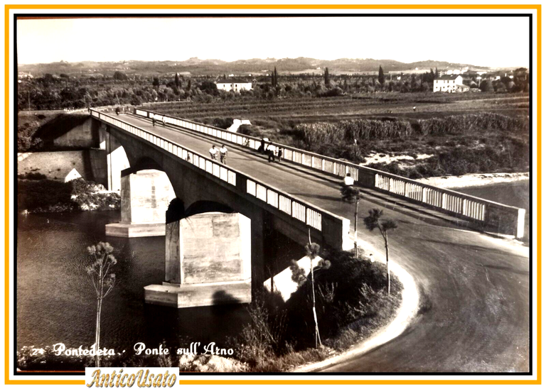 PONTEDERA Ponte sull'Arno Cartolina Vintage Viaggiata 1965 postcard carte postal | Immagine Gallery 1