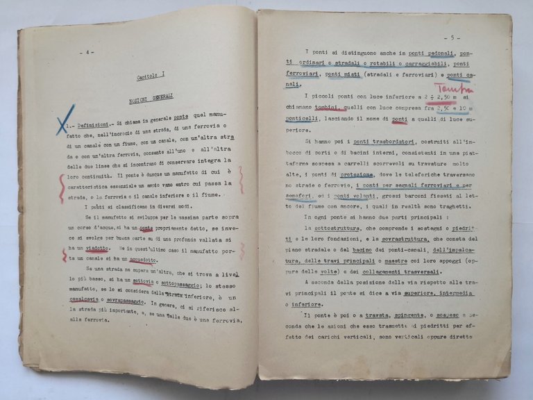 PONTI di Luigi Stabilini 1947 Libreria Editrice Politecnica Tamburini Libro