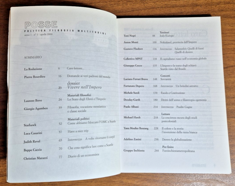 POSSE rivista ANNO I NUMERO 1 Vivere Nell'Impero aprile 2000 …