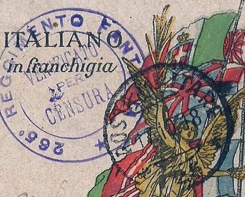 posta militare cartolina postale franchigia 1918 Vicenza 265 reggimento fanteria