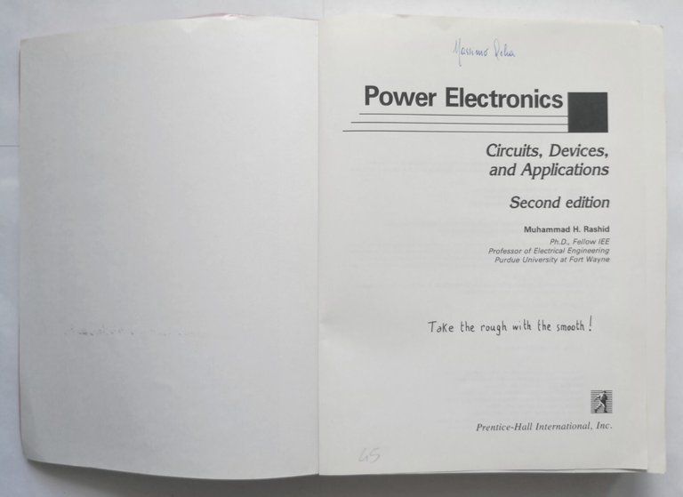 POWER ELECTRONICS di Muhammad Rashid 1993 Prentice Hall International Libro