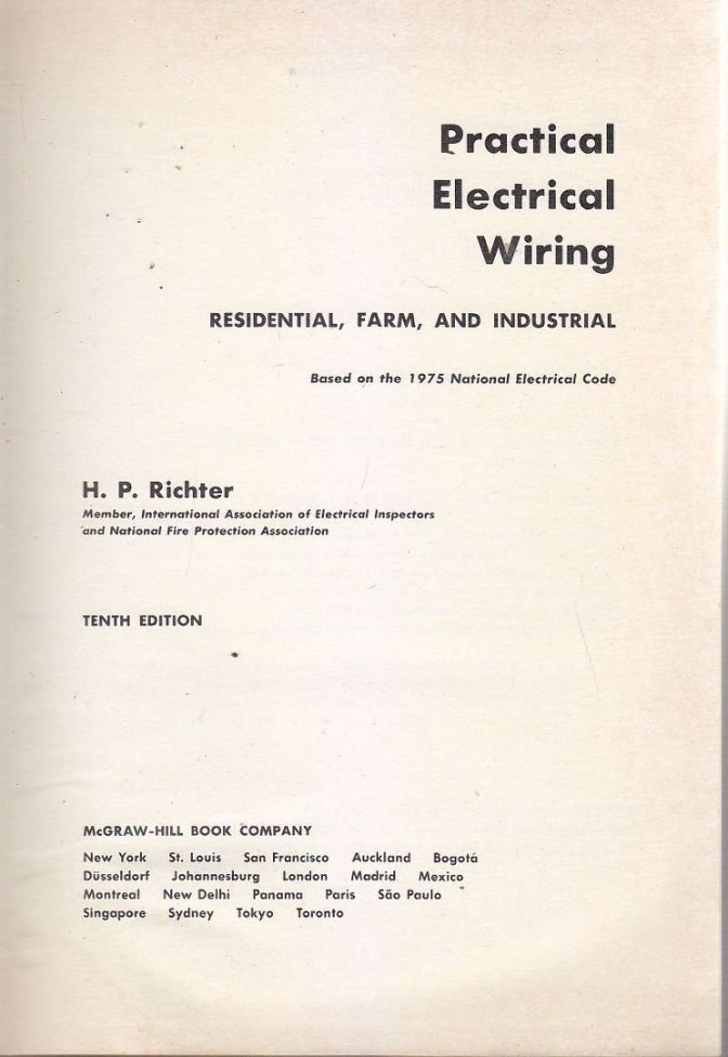 PRACTICAL ELECTRICAL WIRING residential farm and industrial Richter 1976 libro