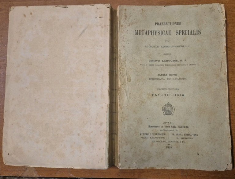 PRAELECTIONES METAPHYSICAE SPECIALIS Volume II Di Gustavus Lahousse 1898 libro