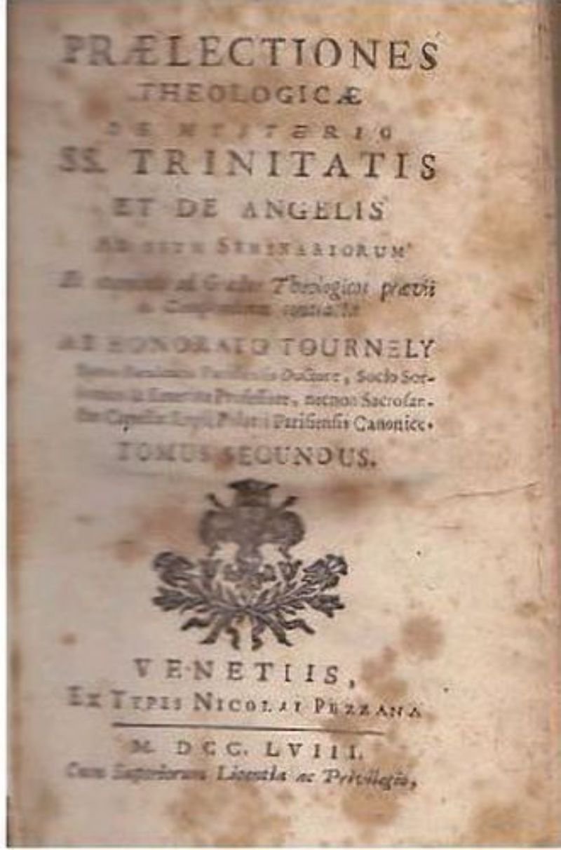 PRAELECTIONES THEOLOGICAE MYSTERIO SS TRINITATIS vol.II 1758 libro antico