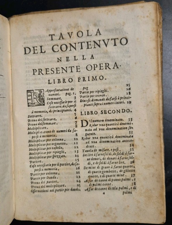 PRATTICA D'ARITMETICA MERCANTILE di David Veronese 1627 Pavoni Libro antico