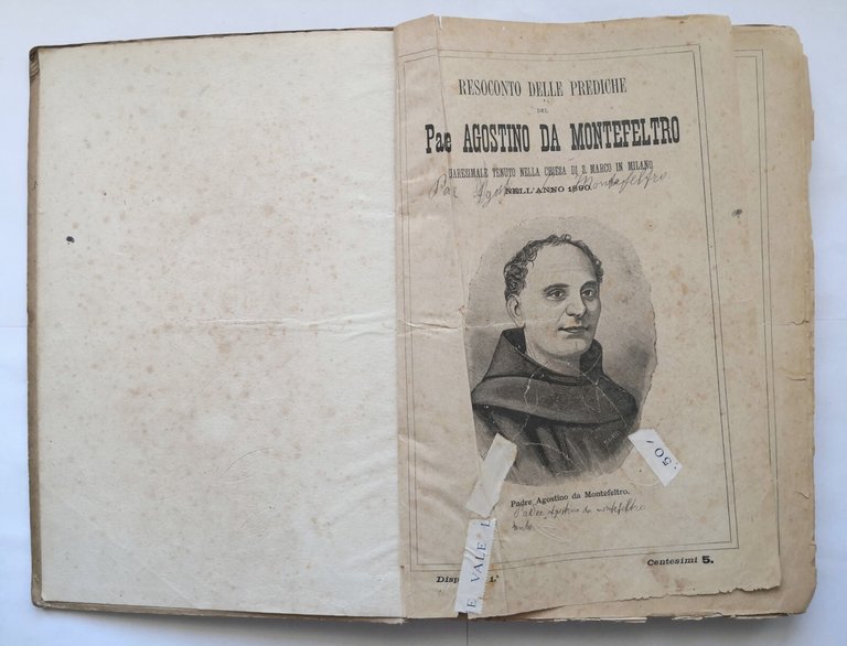 PREDICHE DEL PADRE AGOSTINO DA MONTEFELTRO 1890 Carlo Aliprandi Libro …