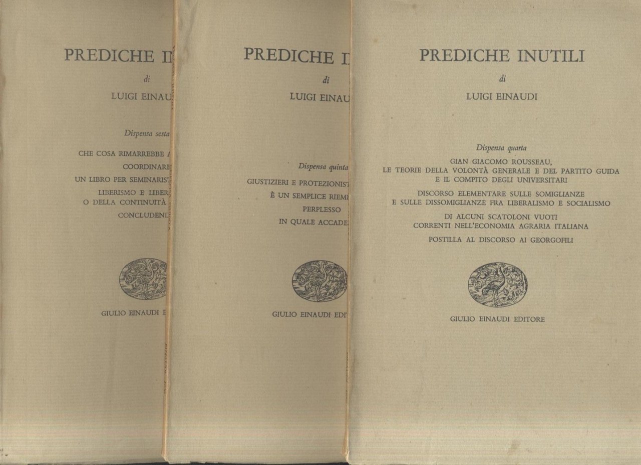 PREDICHE INUTILI di Luigi Einaudi dispense 4 5 6 1957 …