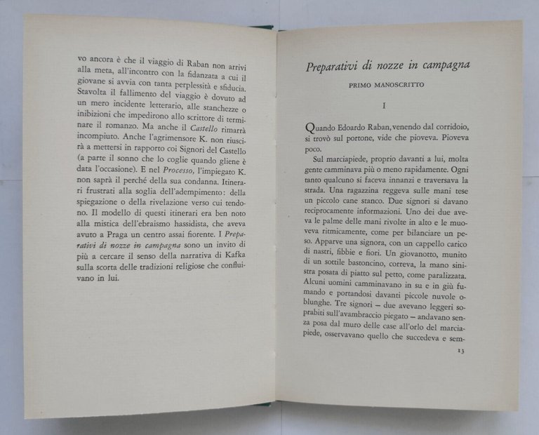 PREPARATIVI DI NOZZE IN CAMPAGNA Franz Kafka 1960 Il Saggiatore …