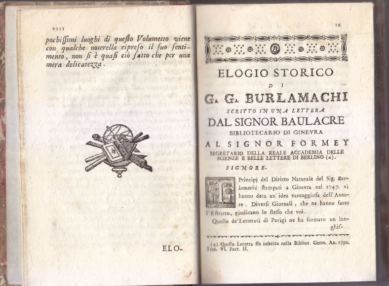 PRINCIPII DEL DIRITTO NATURALE di G Burlamachi 1780 Giovanni Gatti …