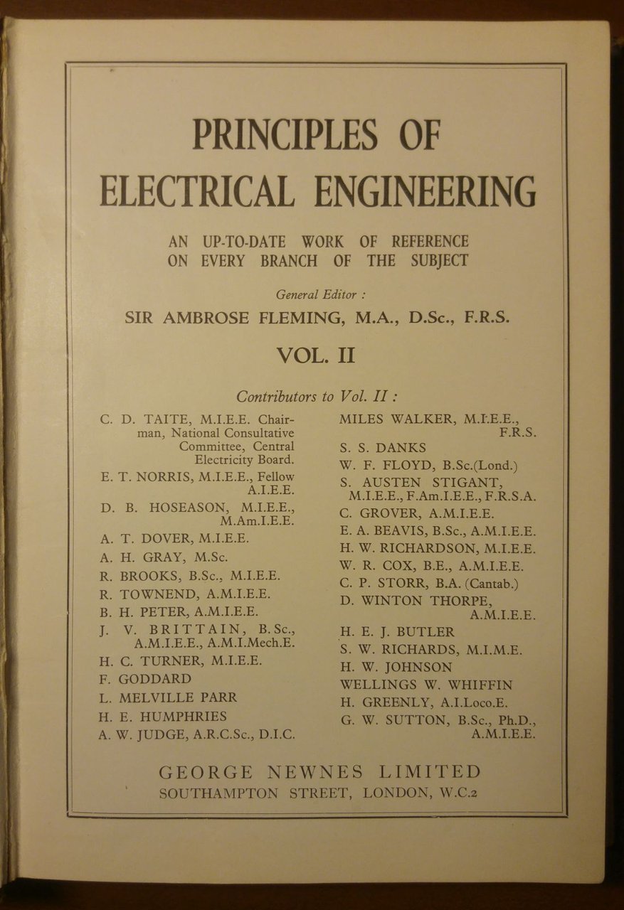 Principles Of Electrical Engineering volume 2 di Ambrose Fleming - …