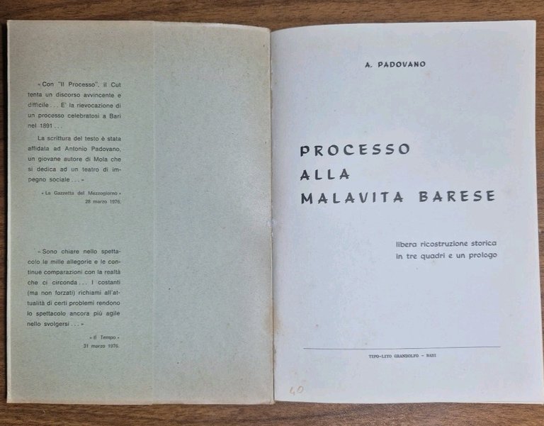 PROCESSO ALLA MALAVITA BARESE di A Padovano 1976 ricostruzione storica …
