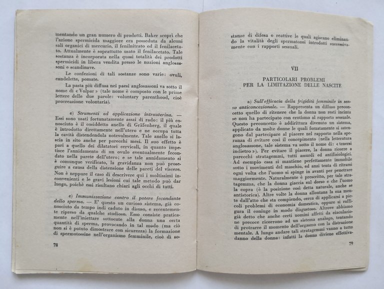 PROCREAZIONE VOLONTARIA E IGIENE DELL'ACCOPPIAMENTO di Dino Origlia 1951 Libro