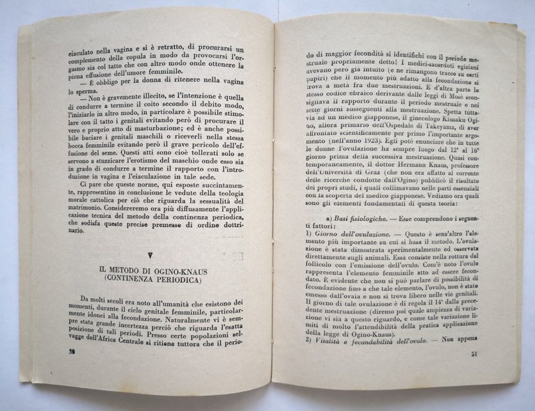 PROCREAZIONE VOLONTARIA E IGIENE DELL'ACCOPPIAMENTO di Dino Origlia 1951 Libro