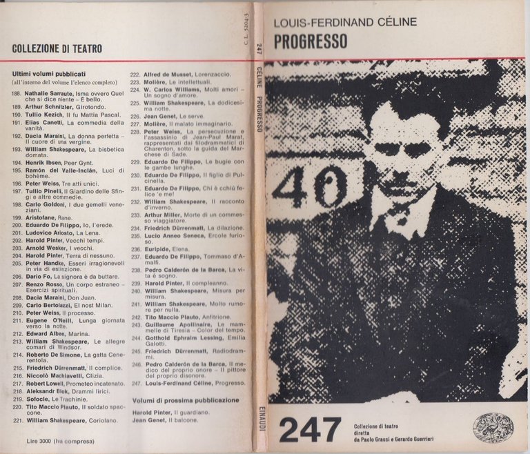 PROGRESSO di Louis Ferdinand Celine 1981 Einaudi Teatro Libro