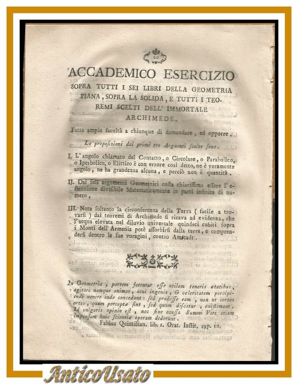 PROPOSITIONES EX PHYSICA GENERALI 1798 Matera libro opuscolo antico Vallata