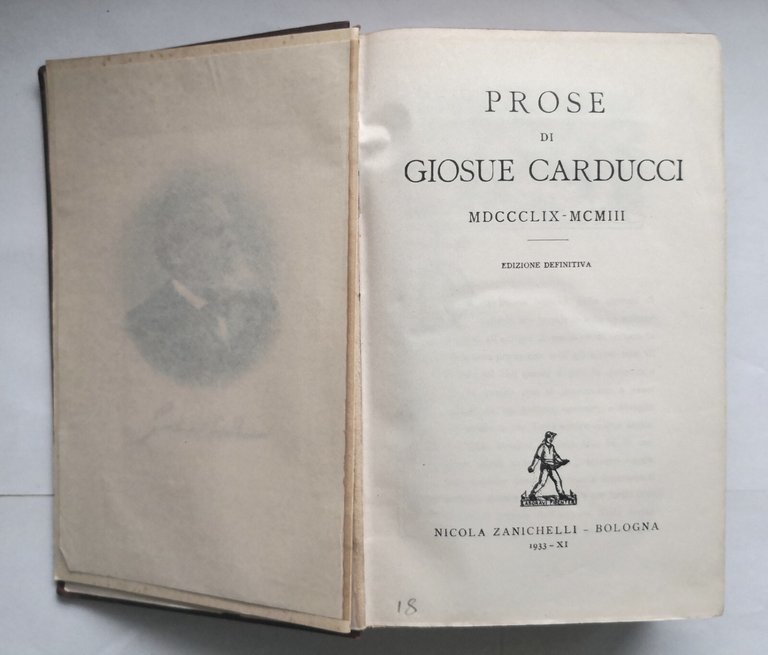 PROSE di Giosue Carducci MDCCCLIX MCMIII 1933 Nicola Zanichelli Libro …