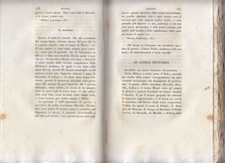 PROSE di Vincenzo Monti Opere Inedite e Rare volume V …