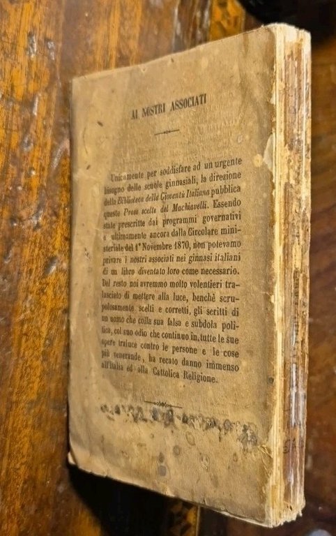 PROSE SCELTE di Niccolò Machiavelli 1871 Oratorio San Francesco di …