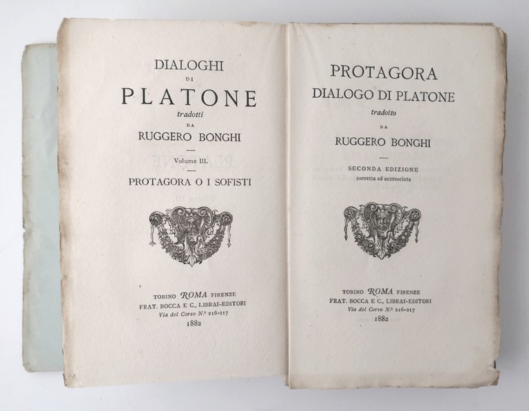 PROTAGORA O I SOFISTI Di Platone traduzione Bonghi 1882 Bocca …