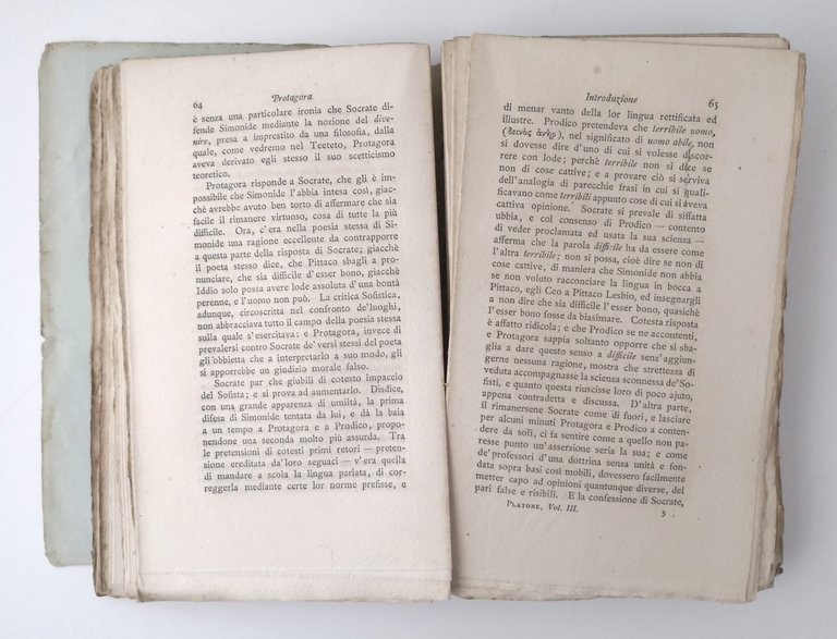 PROTAGORA O I SOFISTI Di Platone traduzione Bonghi 1882 Bocca …