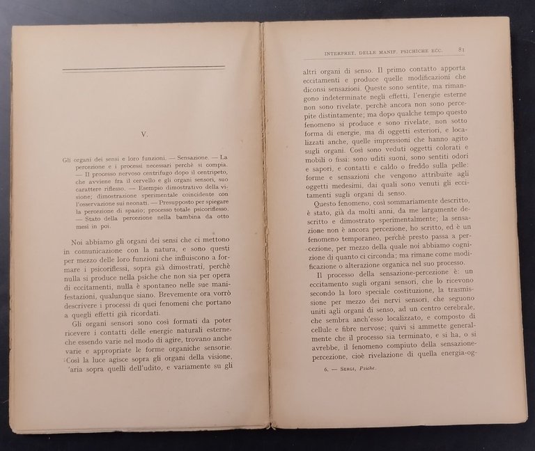 PSICHE GENESI EVOLUZIONE di Giuseppe Sergi 1930 Fratelli Bocca Libro …
