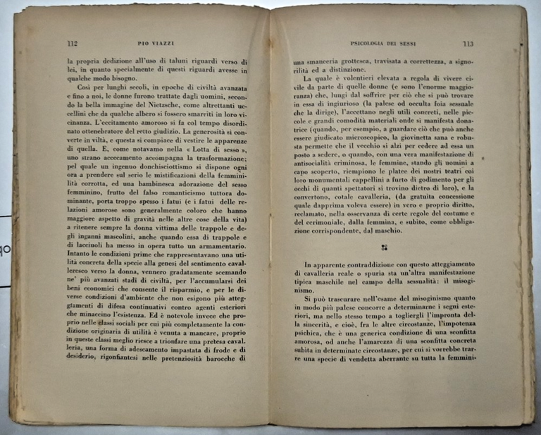 PSICOLOGIA DEI SESSI di Pio Viazzi 1944 Bocca Libro