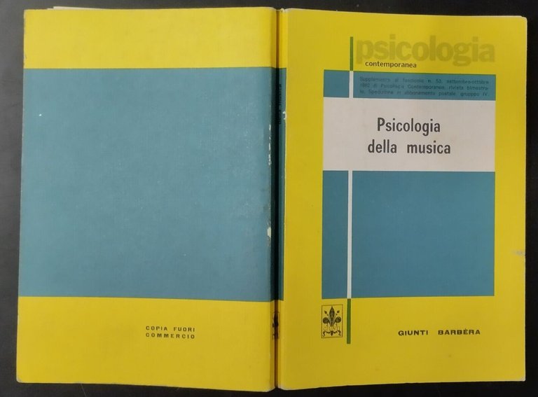 PSICOLOGIA DELLA MUSICA di Geza Revesz 1983 Giunti Barbera Libro …