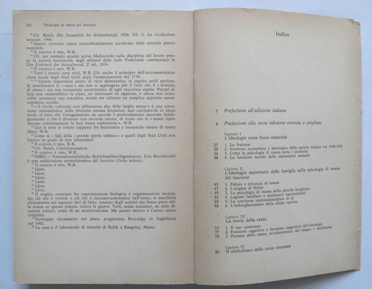 PSICOLOGIA DI MASSA DEL FASCISMO Wilhelm Reich 1974 Mondadori libro …