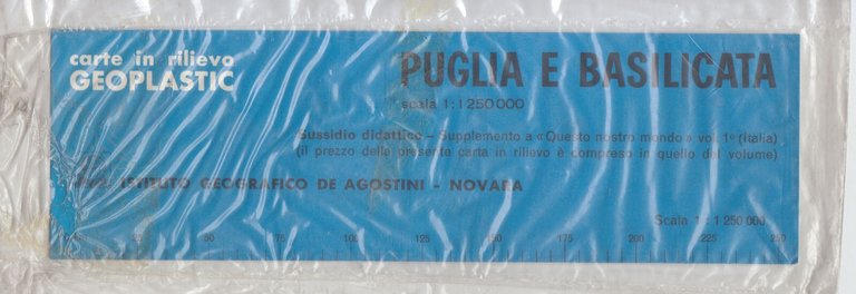 PUGLIA CARTA GEOGRAFICA in rilievo Geoplastic De Agostini anni '70 …