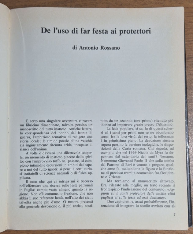 PUGLIA FESTANTE di Angiuli Garzia Rossano 1989 Delphos Libro Patroni …