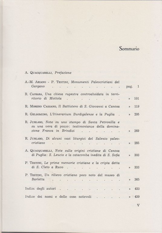 PUGLIA PALEOCRISTIANA di Quacquarelli Iurlano Testini et al 1970 Adriatica …