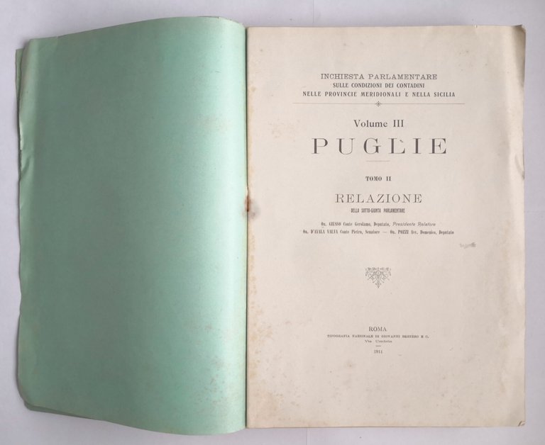 PUGLIE Relazione condizione contadini di Presutti volume 3 tomo 1 …