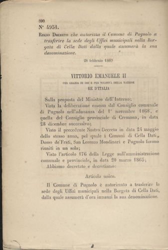 PUGNOLO - REGIO DECRETO 1869 - BORGATA DI CELLA DATI …