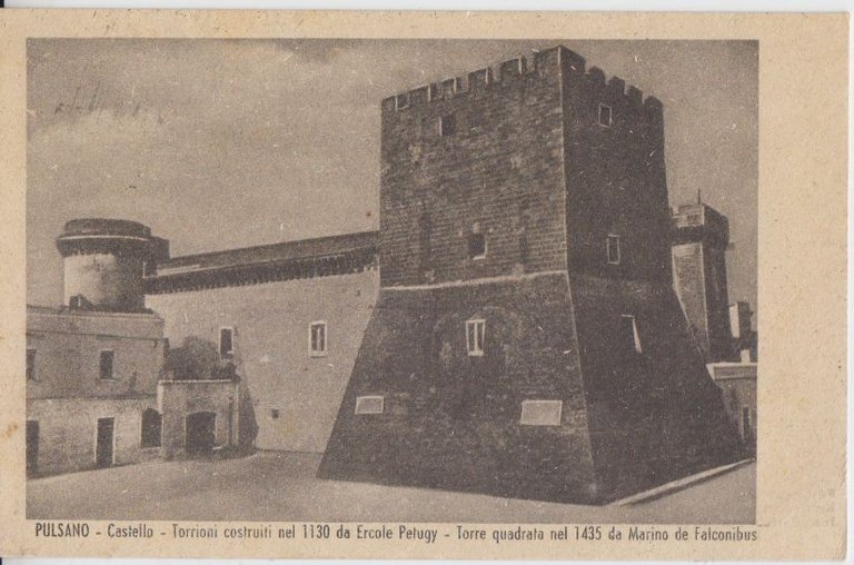 PULSANO CASTELLO Torrioni Torre Quadrata Cartolina Viaggiata 1951 Taranto