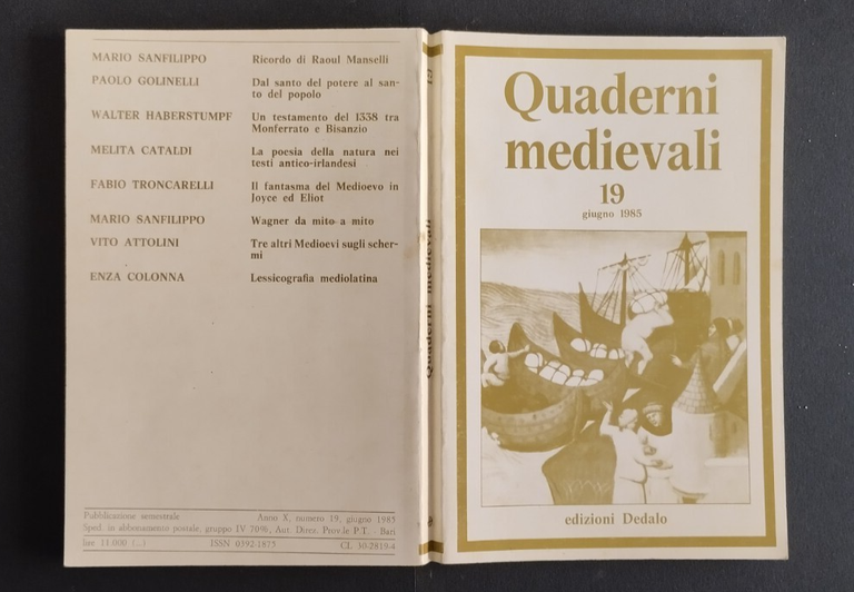 QUADERNI MEDIEVALI numero 19 giugno 1985 Dedalo rivista semestrale