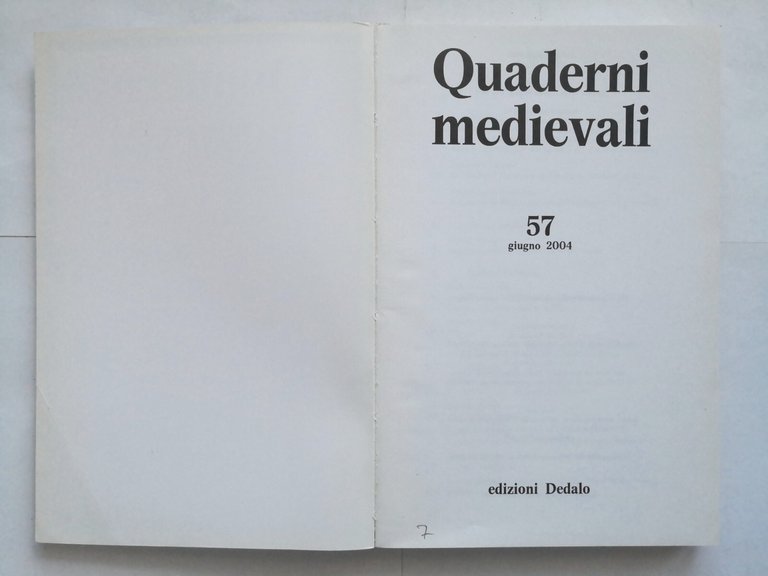 QUADERNI MEDIEVALI Numero 57 giugno 2004 Dedalo rivista