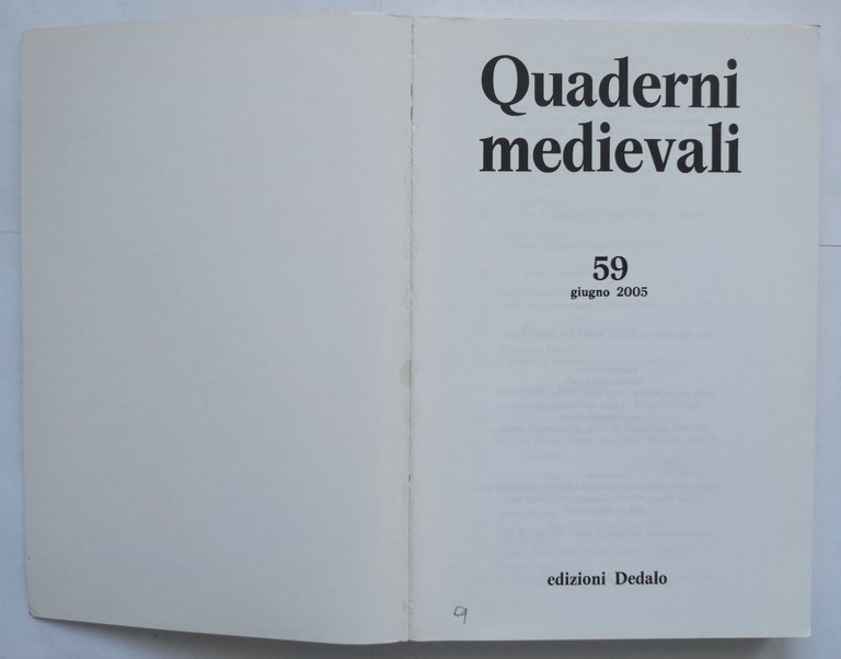 QUADERNI MEDIEVALI Numero 59 giugno 2005 Edizioni Dedalo