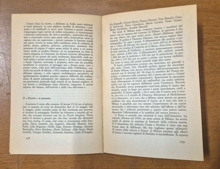 QUARANT'ANNI DI PALCOSCENICO Paolo Grassi 1997 Mursia libro autobiografia