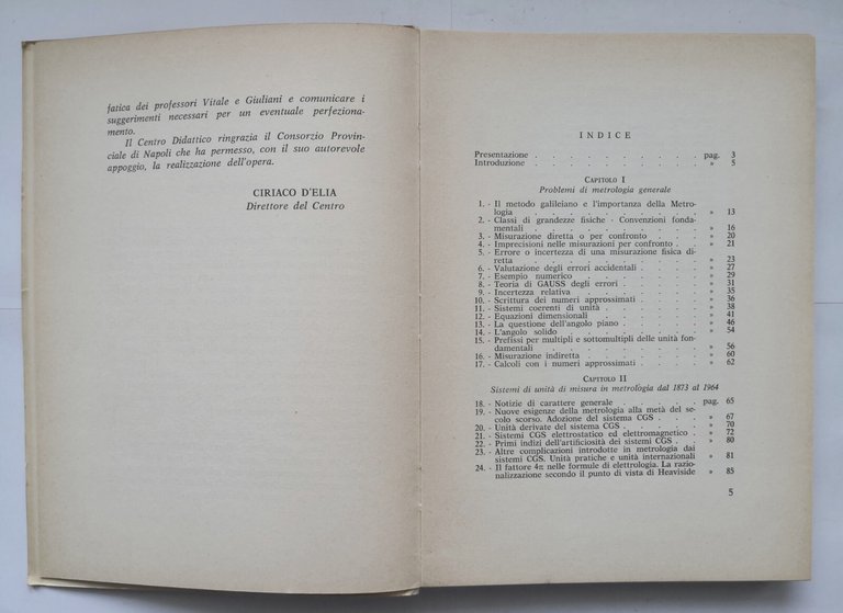 QUESTIONI DI METROLOGIA NELL'INSEGNAMENTO DELLA FISICA Vitale Giuliani 1965 libr