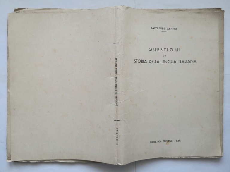 QUESTIONI DI STORIA DELLA LINGUA ITALIANA Salvatore Gentile Libro Adriatica