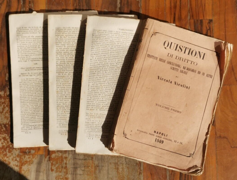 QUISTIONI DI DRITTO volume I Niccola Nicolini 1869 libro antico …