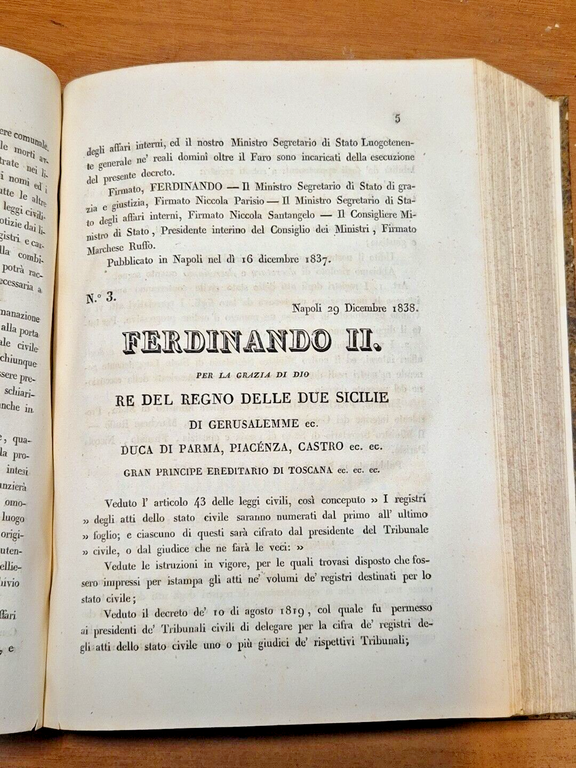 RACCOLTA DI LEGGI DECRETI REGOLAMENTI DEL REGNO DELLE DUE SICILIE …