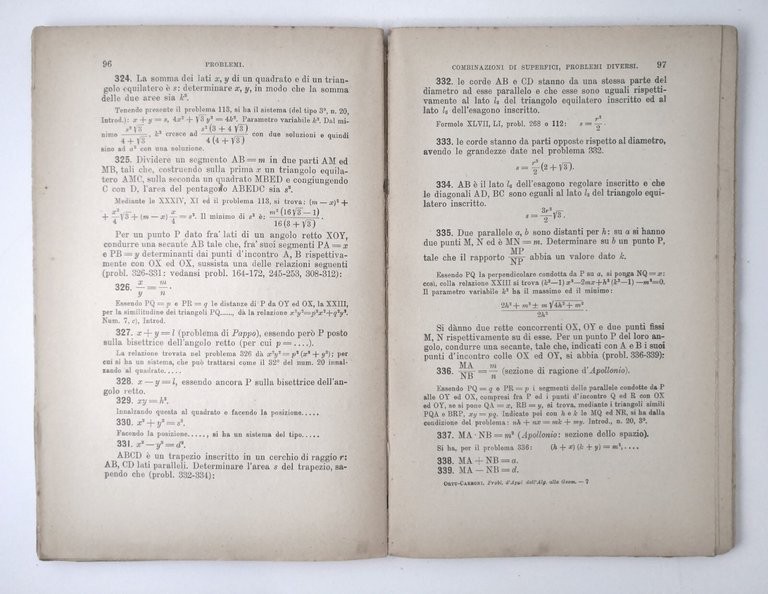 RACCOLTA DI PROBLEMI D'APPLICAZIONE DELL'ALGEBRA ALLA GEOMETRIA di Carboni 1929