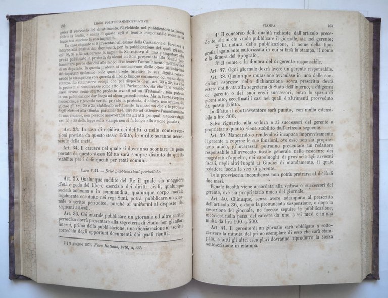 RACCOLTA LEGGI SPECIALI E CONVENZIONI INTERNAZIONALI REGNO D'ITALIA 1880 Libro