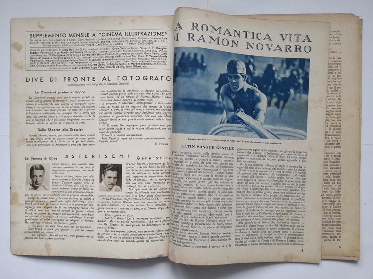 RAMON NOVARRO romanzo sua vita film 1933 supplemento Cinema Illustrazione …